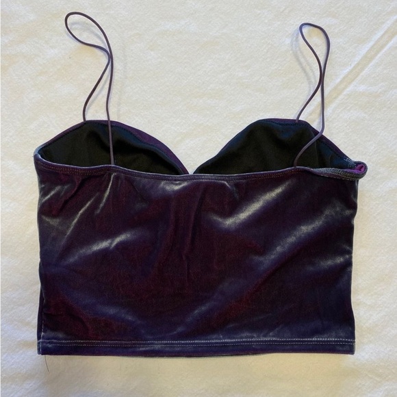 Blue Blush Velvet Crop Top - Picture 3 of 8